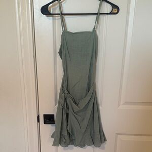 Sage Green Mini Dress with Side Tie and Open Back